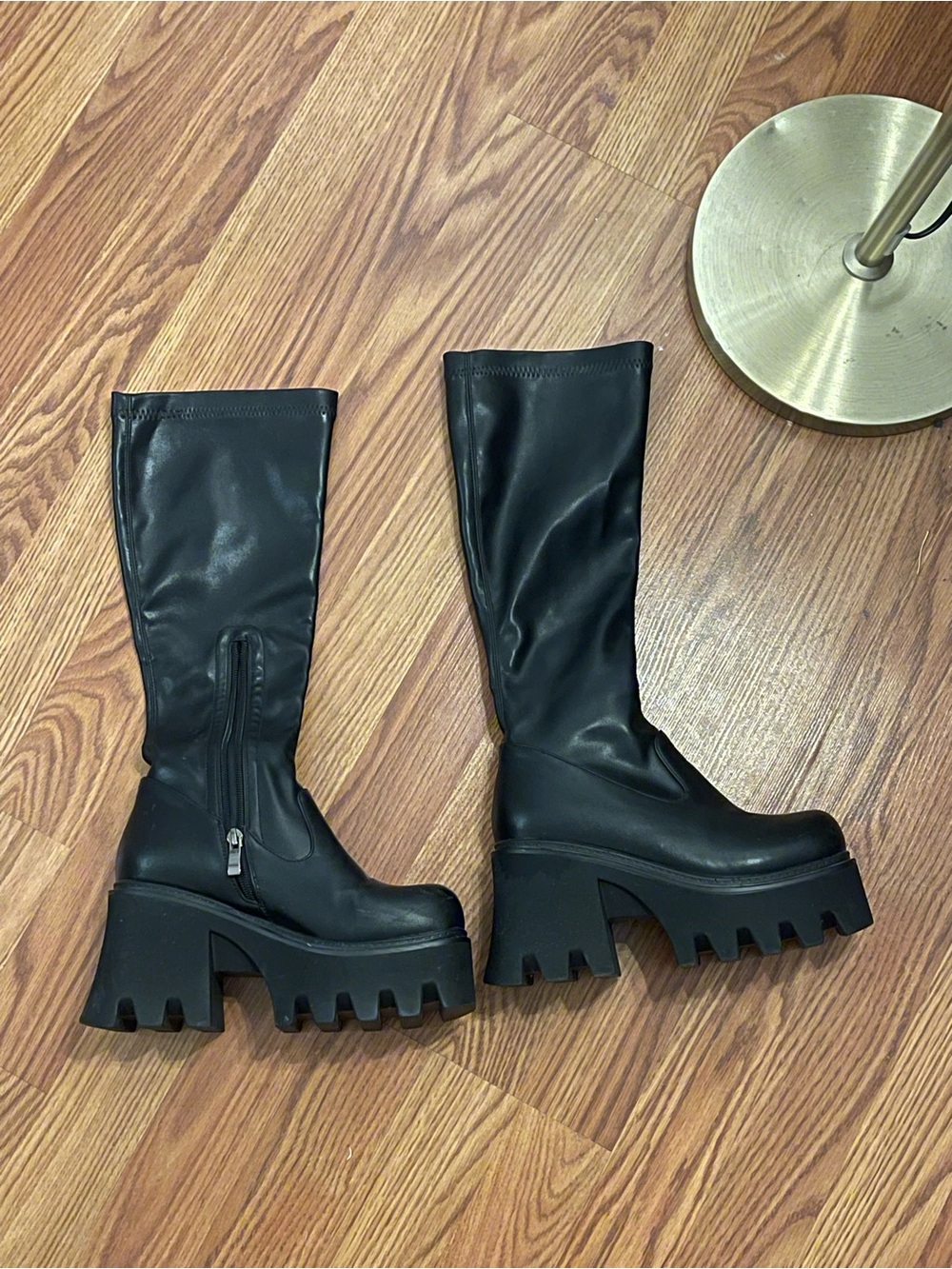Women’s Black Chunky Platform Knee-High Boots